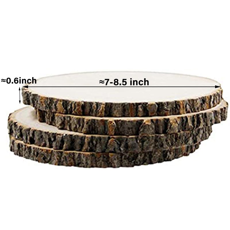 Prsildan 4 Pcs Large Natural Wood Slices, 7-8.5 Inches Unfinished Wood Centerpieces for Tables, DIY Round Wooden Circle Sign Crafts for Wedding Party DÃ©cor - Image 2